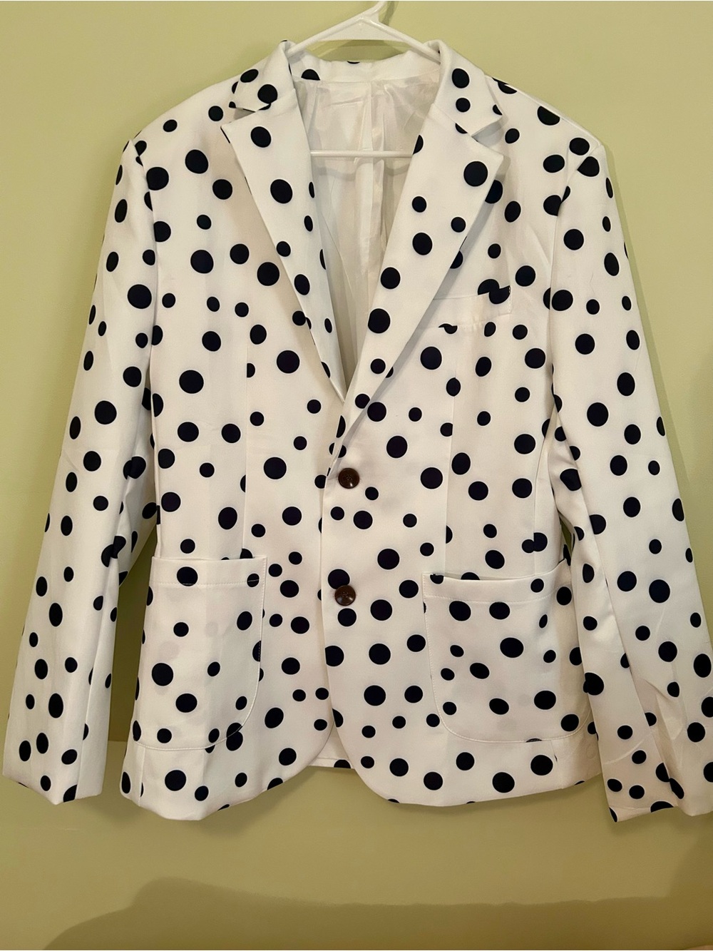 GIOVANCO Men's Polka Dot Two Button Single Breasted Blazer